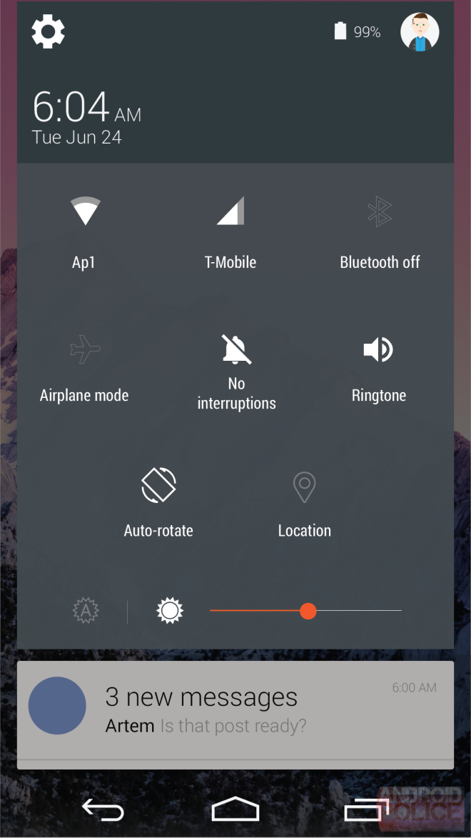 Android 5.0 Lollipop Notification Center