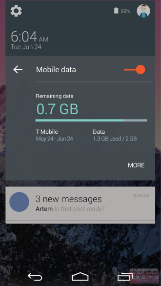 Android 5.0 Lollipop Notification Center