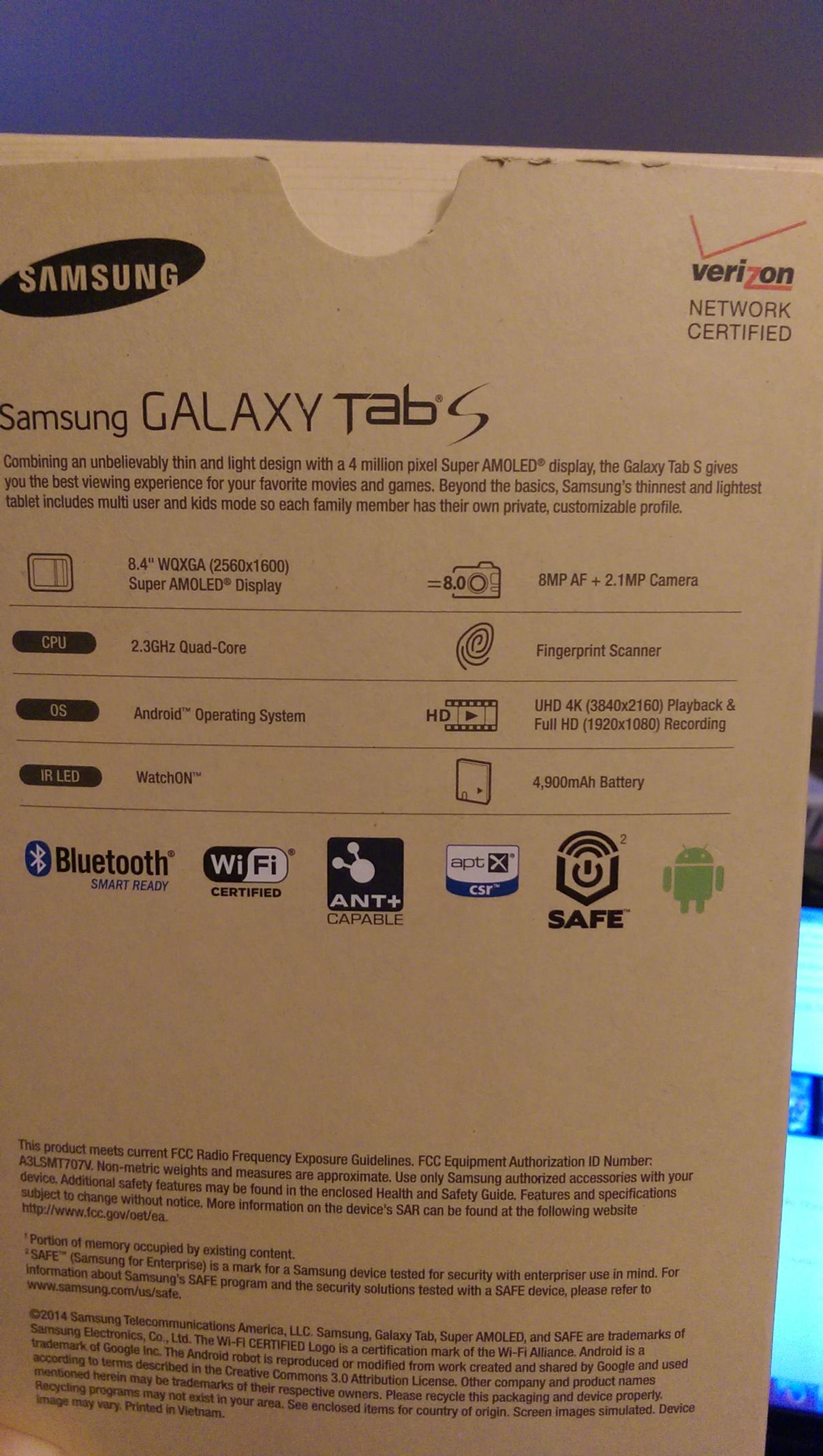 tablet Samsung Galaxy Tab S
