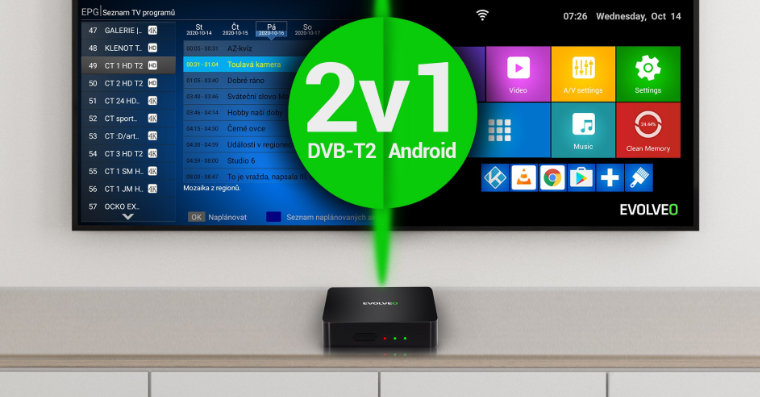 EVOLVEO Hybrid Box T2 2v1 fb