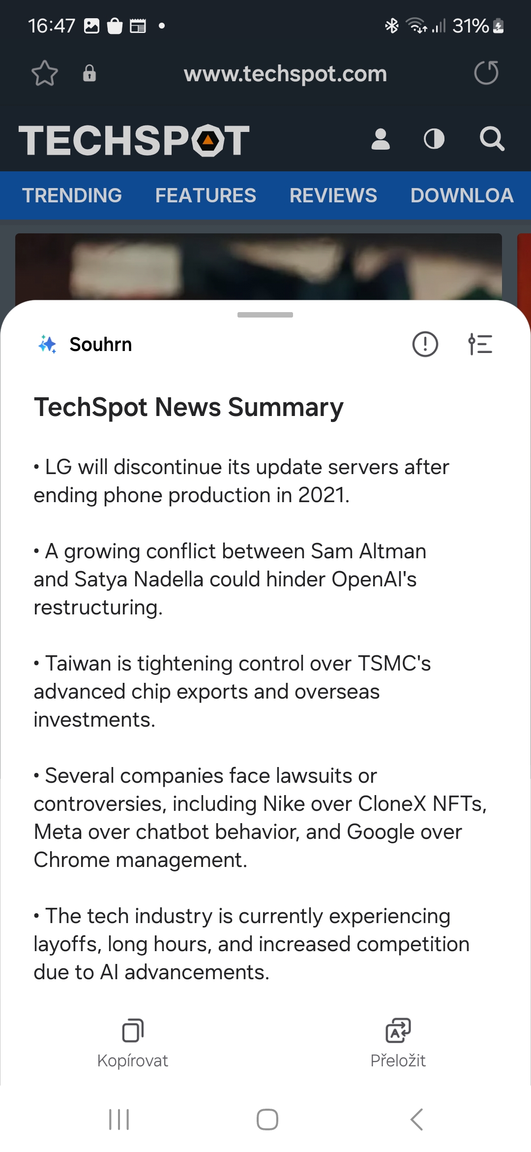 Samsung Internet funkce Galaxy AI na nepodporovanych telefonech Galaxy 19