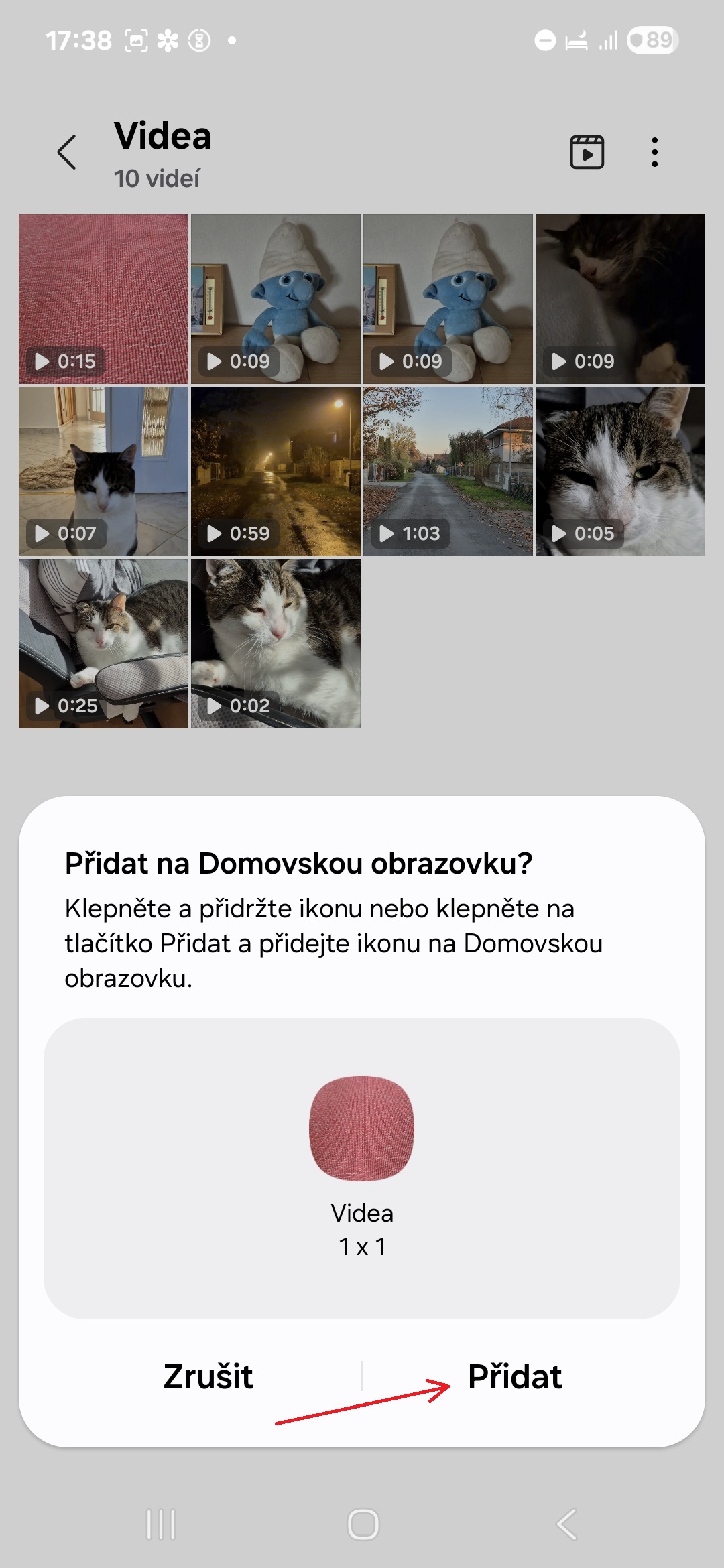 Jak na Samsungu pridat videa z Galerie na dom. obr. 5