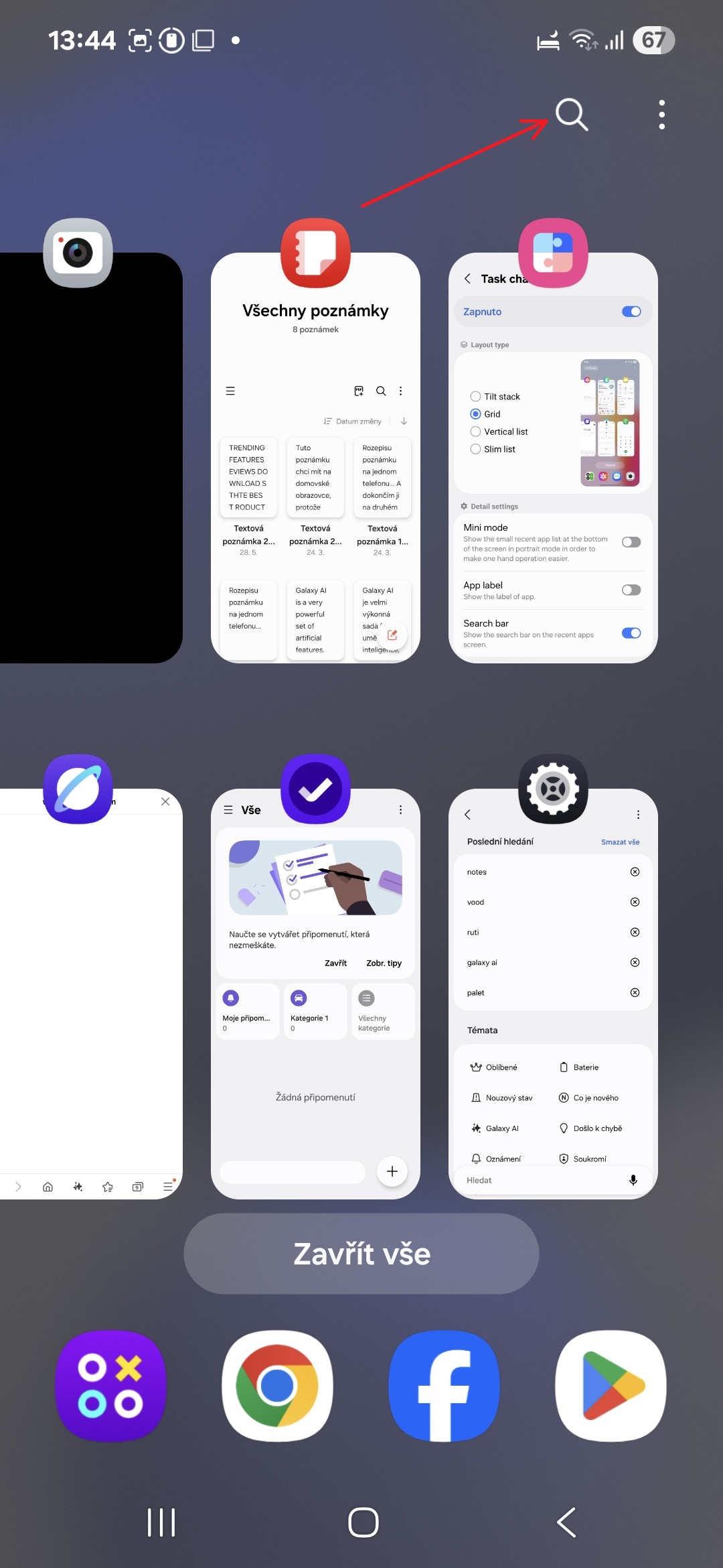Jak pridat na obrazovku naposledy spustenych aplikaci vyhledavaci listu 4