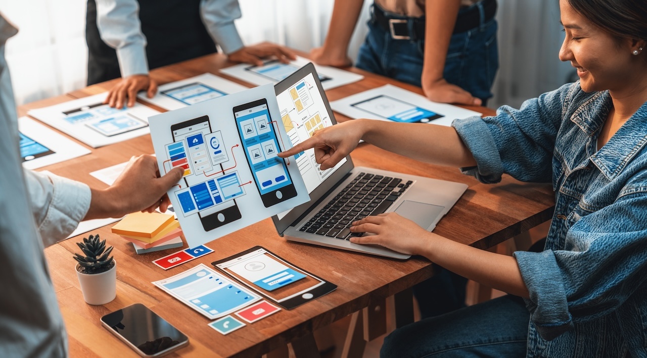 Creative front-end developer brainstorming UI design. Scrutinize Creative front end developer brainstorming UI design. Scrutinize