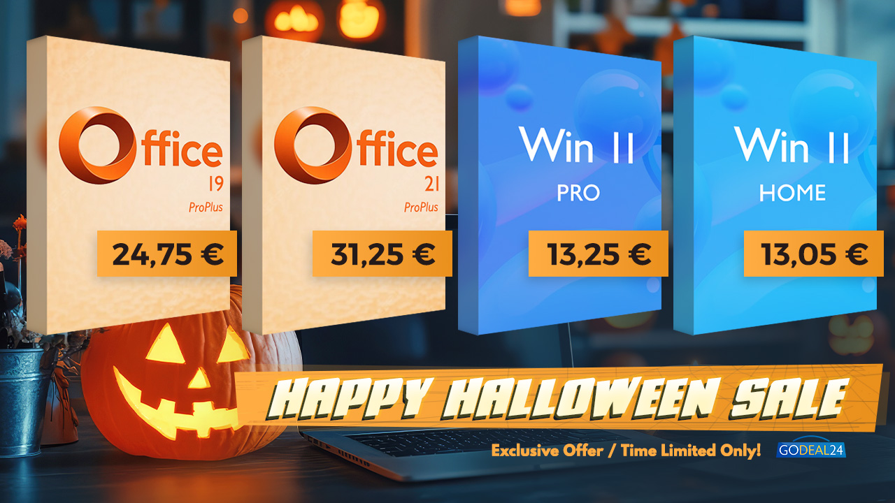 Kesempatan Halloween! Dapatkan lisensi seumur hidup Office 2021 Pro hanya 31,25 € atau Win 11 Pro dengan harga menyeramkan 13,25 €!