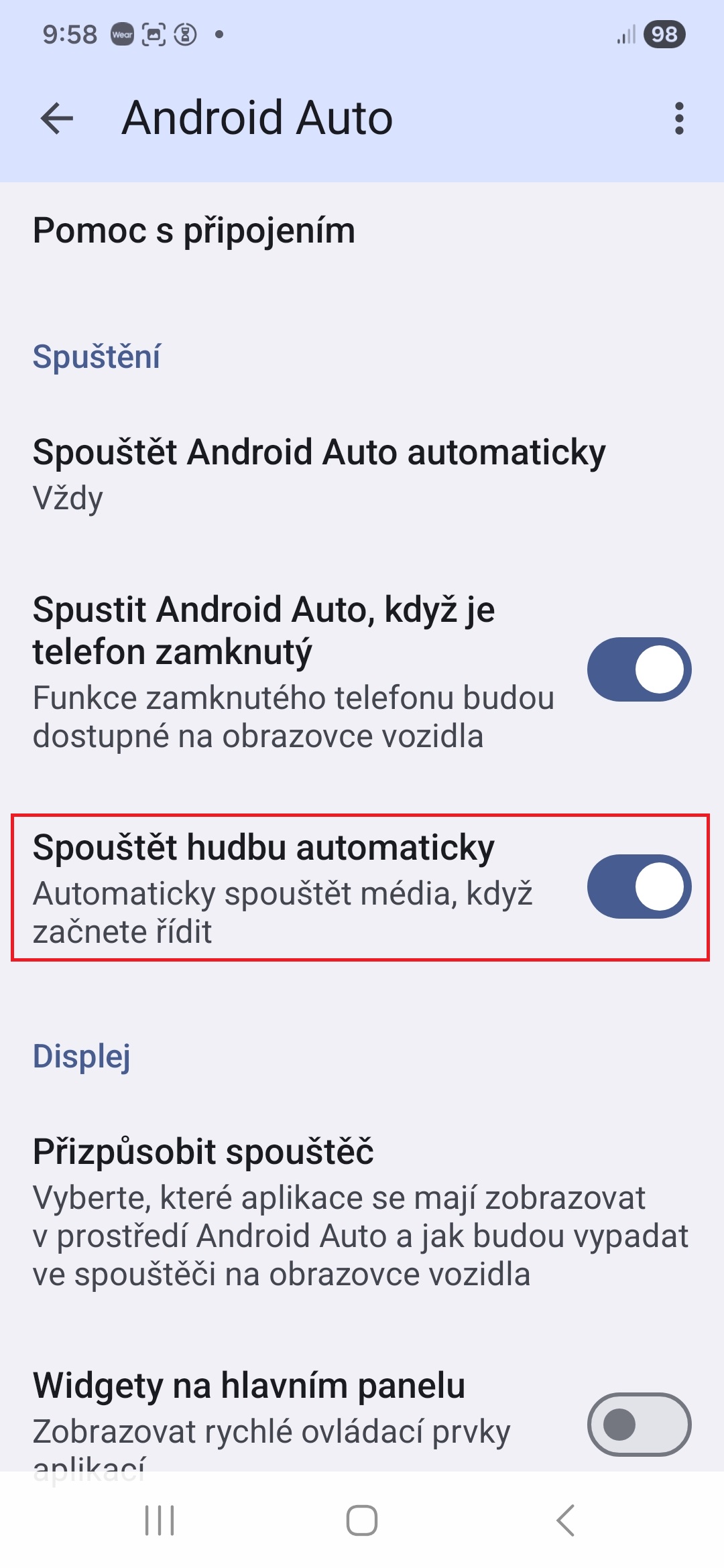 Android Auto tri nastaveni ktere menim na jazdem novem Samsungu 2