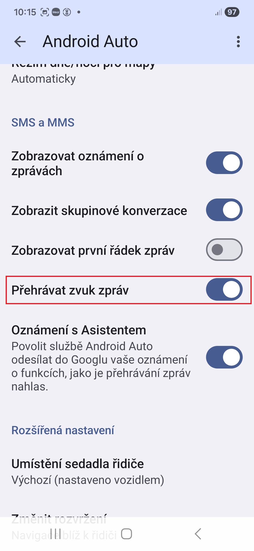 Android Auto tri nastaveni ktere menim na jazdem novem Samsungu 5