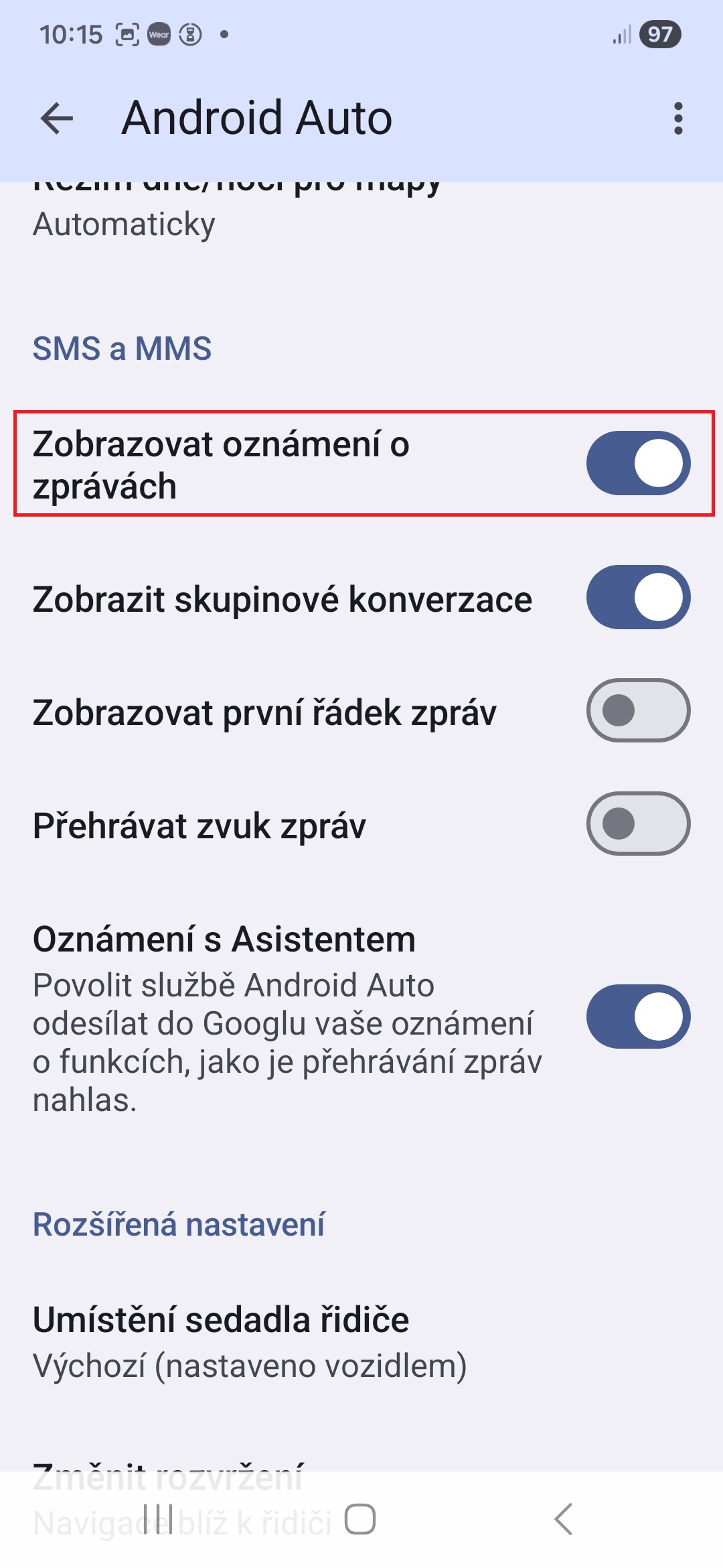 Android Auto tri nastaveni ktere menim na jazdem novem Samsungu 6