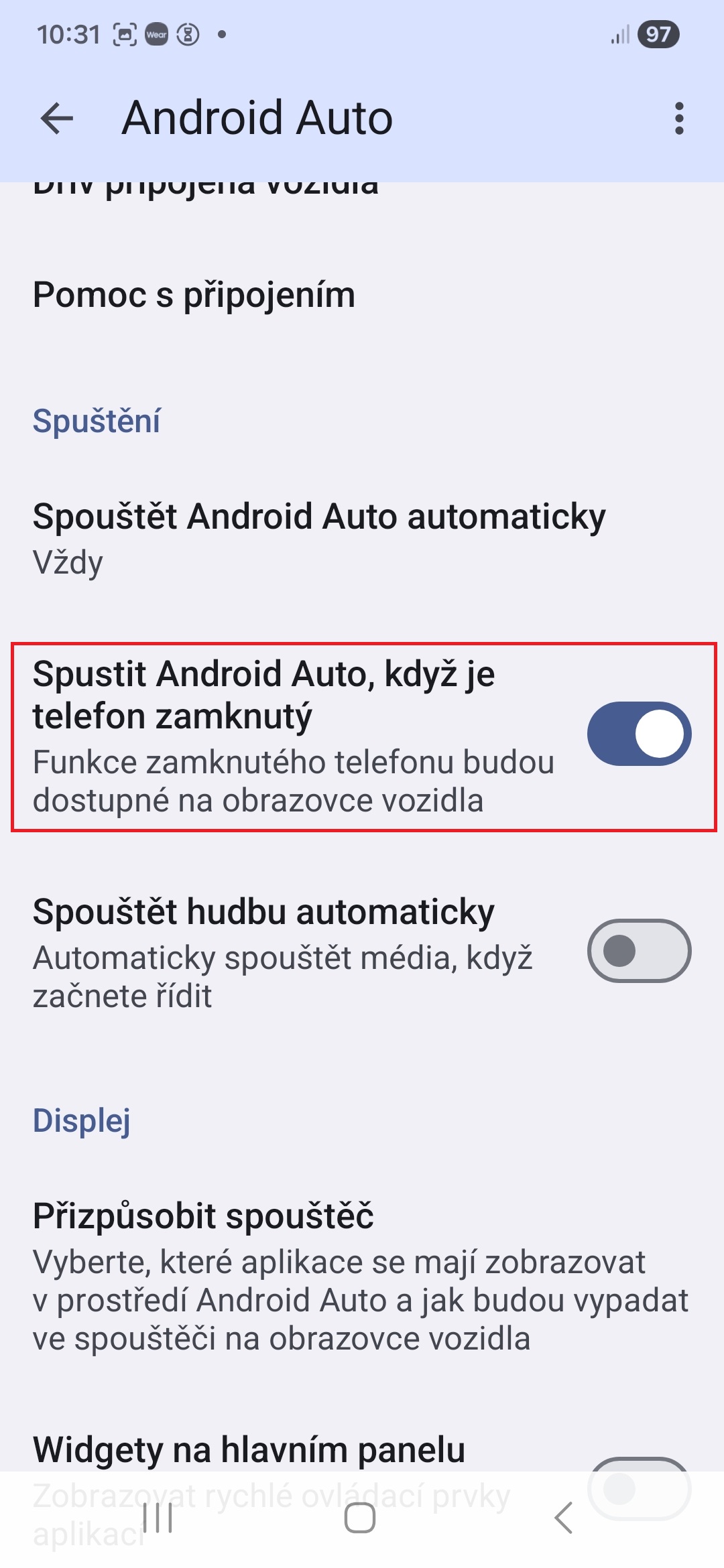 Android Auto tri nastaveni ktere menim na jazdem novem Samsungu 7