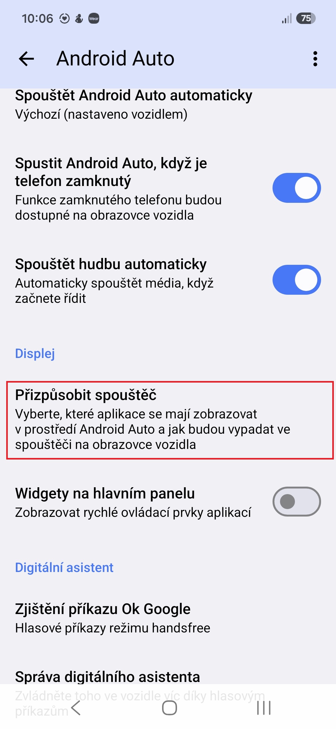 Android Auto zmena nastaveni pro neodvadeni pozornosti od rizeni 11
