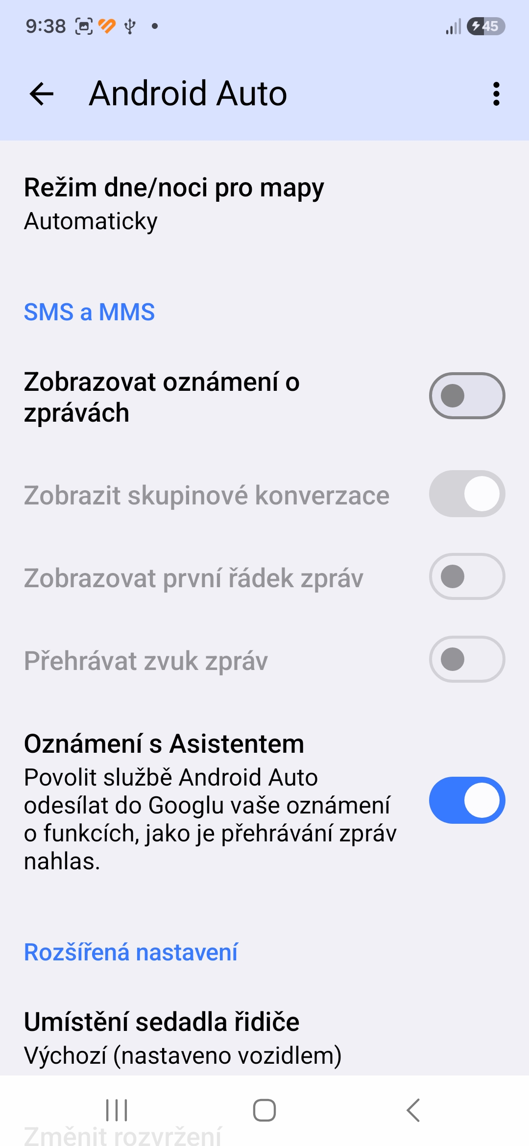 Android Auto zmena nastaveni pro neodvadeni pozornosti od rizeni 3