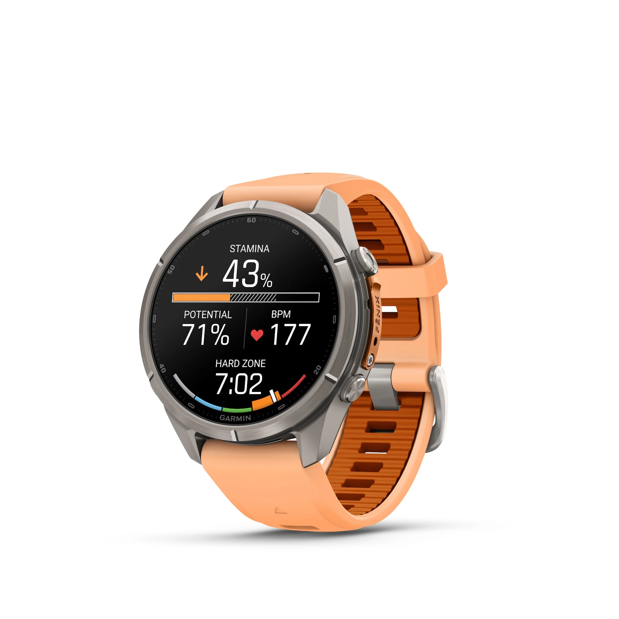Fenix9Pro HR 43mm LTE Titanium Shell Autumn Front Left 0007 stamina run in activity