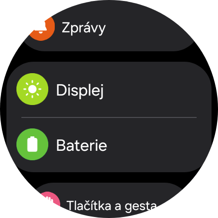 Galaxy Watch zapnuty AOD vypnute gesto Budit zvednutim zapesti delsi vydrz 2