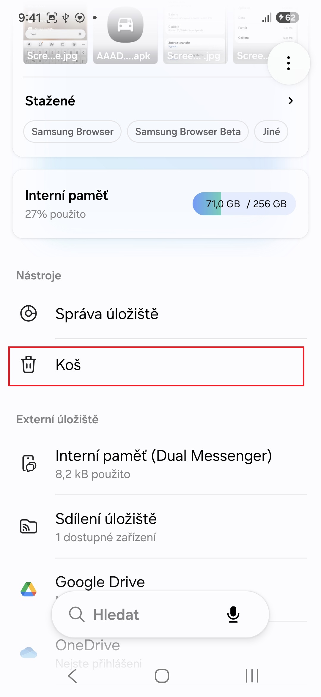 Jsk uvolnit misto na Samsungu a neprijit o dotky zpravy aplikace 2