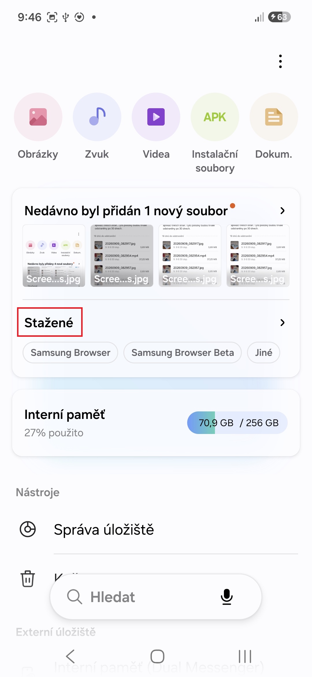 Jsk uvolnit misto na Samsungu a neprijit o dotky zpravy aplikace 6